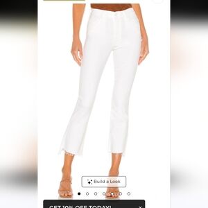 MOTHER Insider Crop Step Fray White Jeans